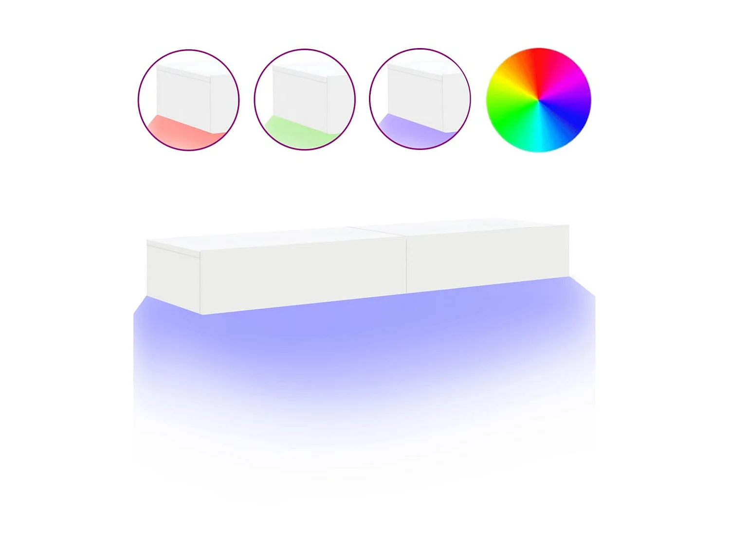 TV-Möbel mit LED-Beleuchtung 2 Stück weiß 60x35x15,5 cm