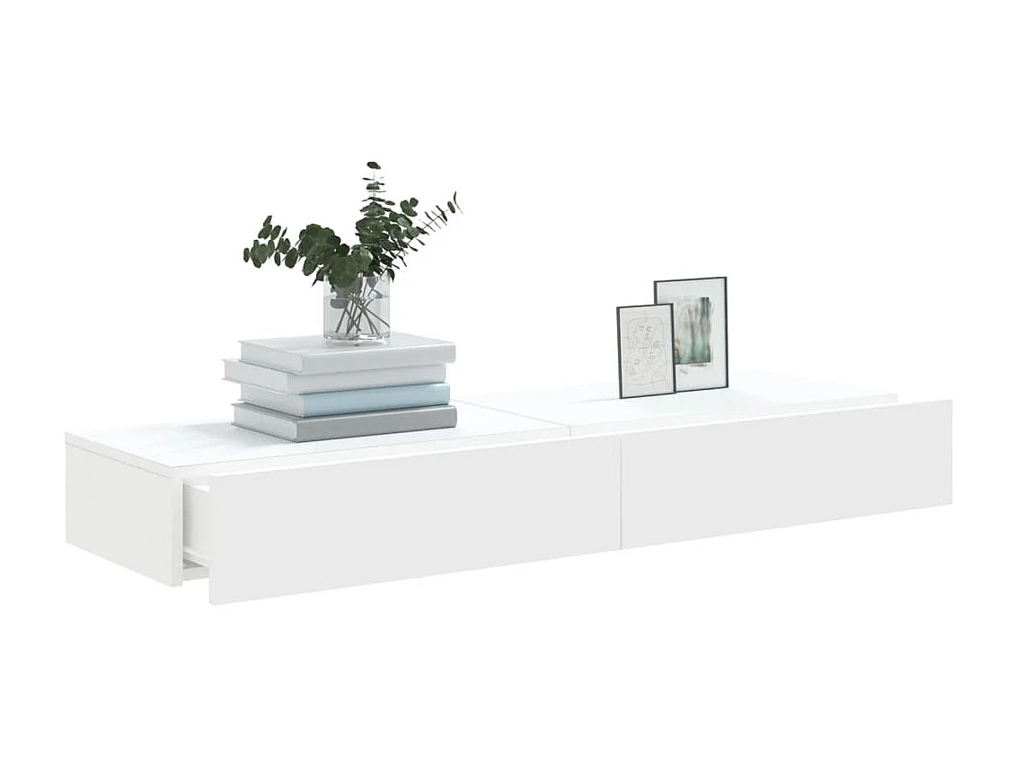 TV-Möbel mit LED-Beleuchtung 2 Stück weiß 60x35x15,5 cm