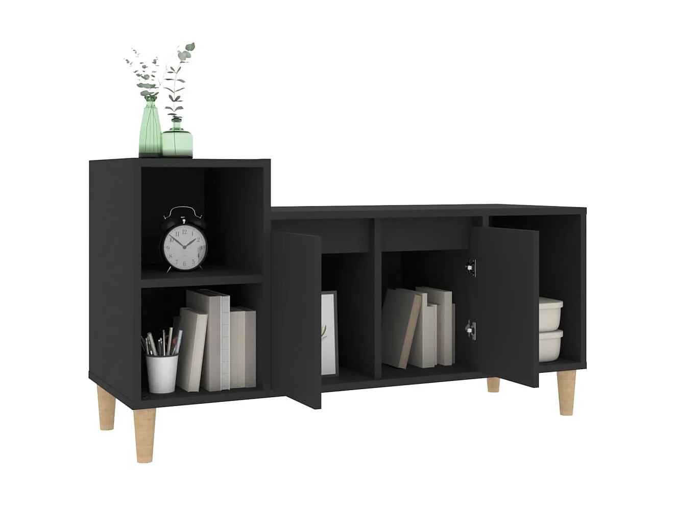 Zwart TV-meubel 100x35x55 cm Bewerkt hout