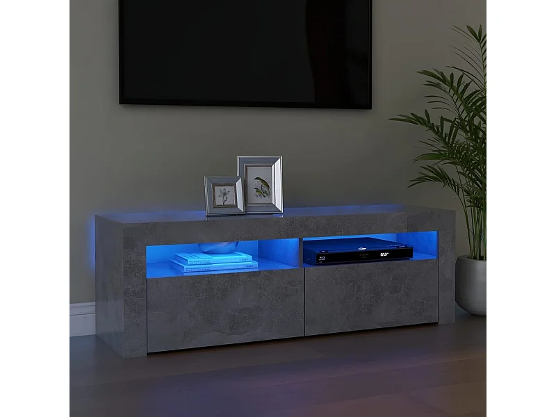 TV-Schrank mit betongrauen LED-Leuchten 120x35x40 cm