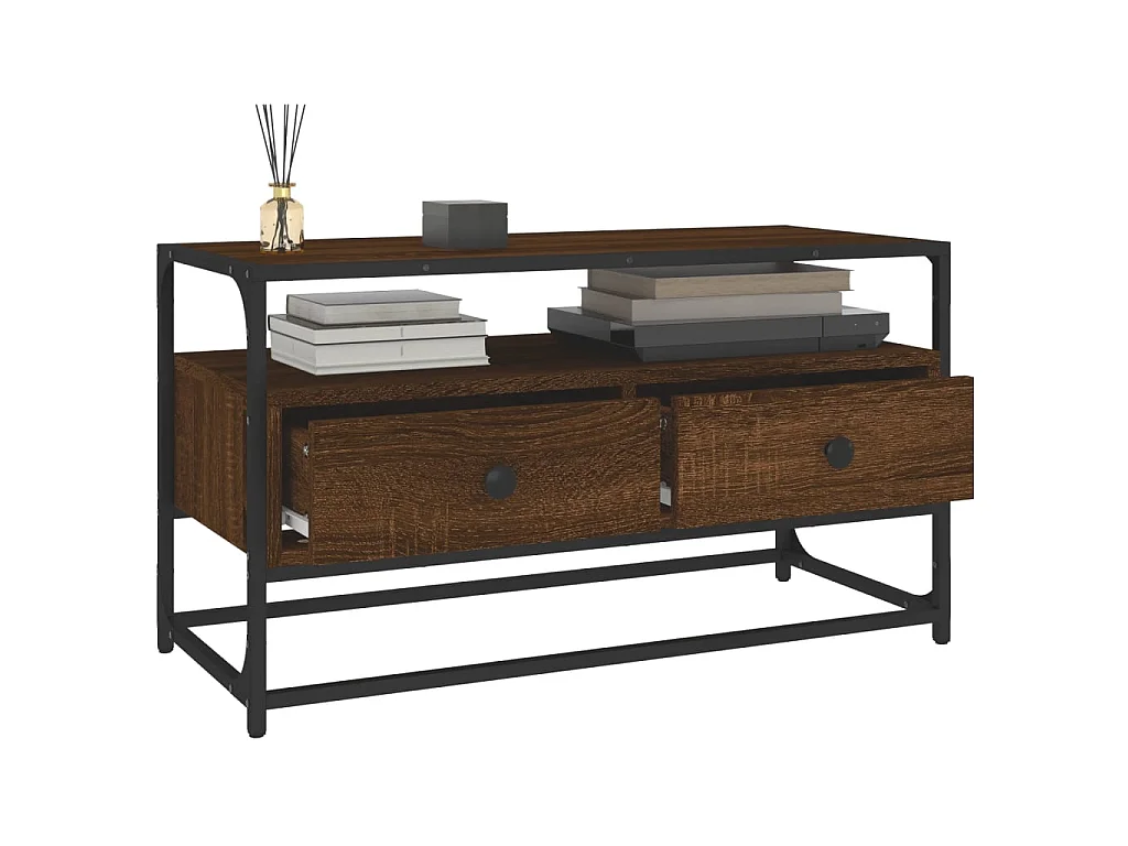 Meuble TV chêne marron 80x35x45 cm bois d'ingénierie