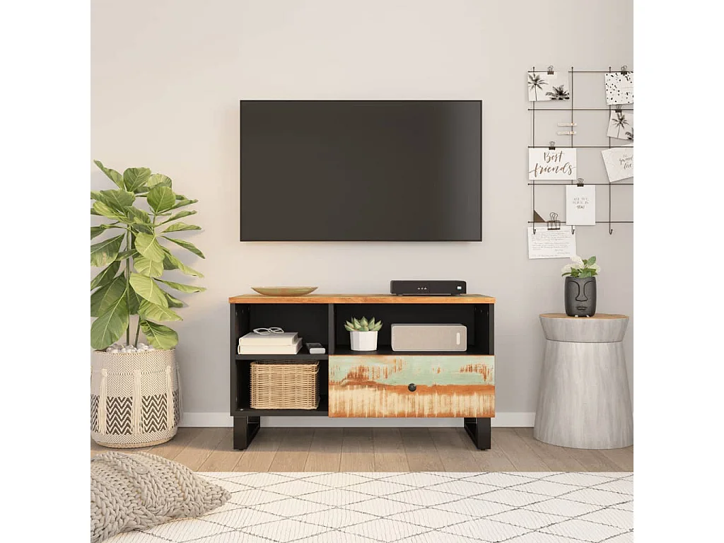 TV-Schrank 80 x 33 x 46 cm, Altholz und Holzwerkstoff