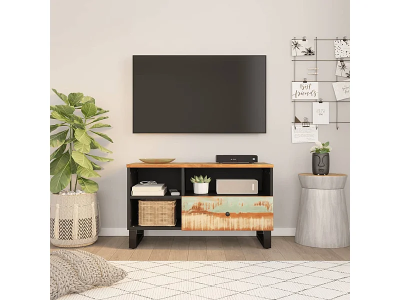 TV-Schrank 80 x 33 x 46 cm, Altholz und Holzwerkstoff