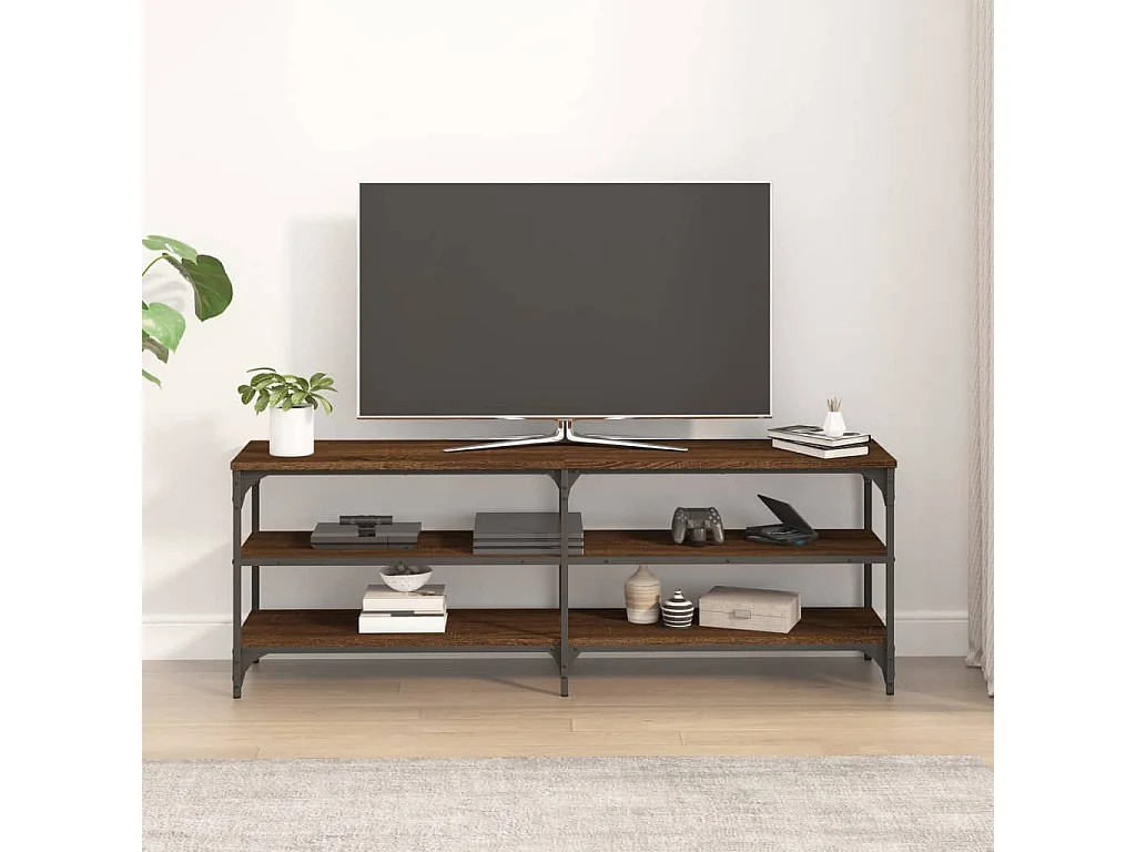 Mueble TV roble marrón 140x30x50 cm madera contrachapada