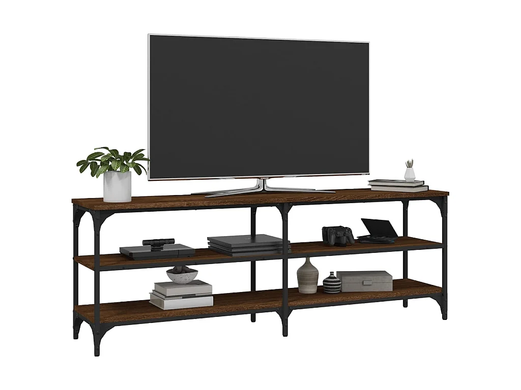 Mueble TV roble marrón 140x30x50 cm madera contrachapada