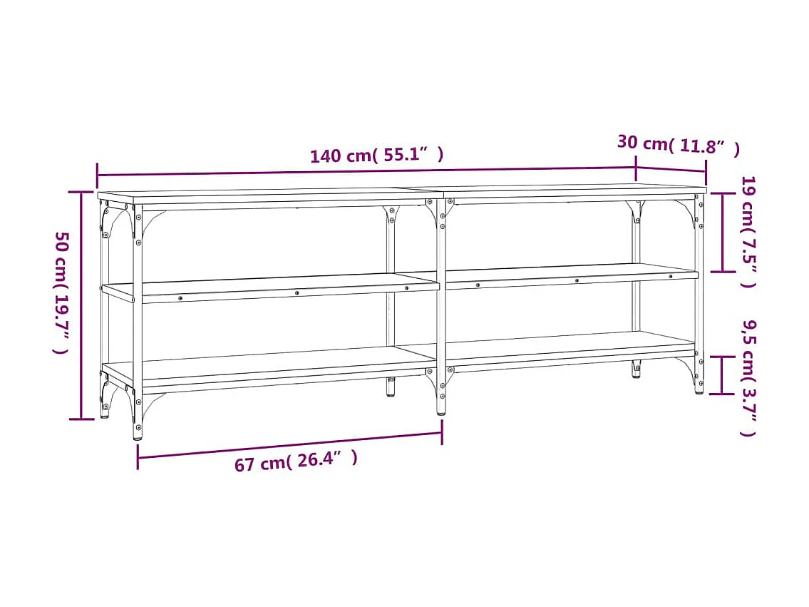 Mueble TV roble marrón 140x30x50 cm madera contrachapada