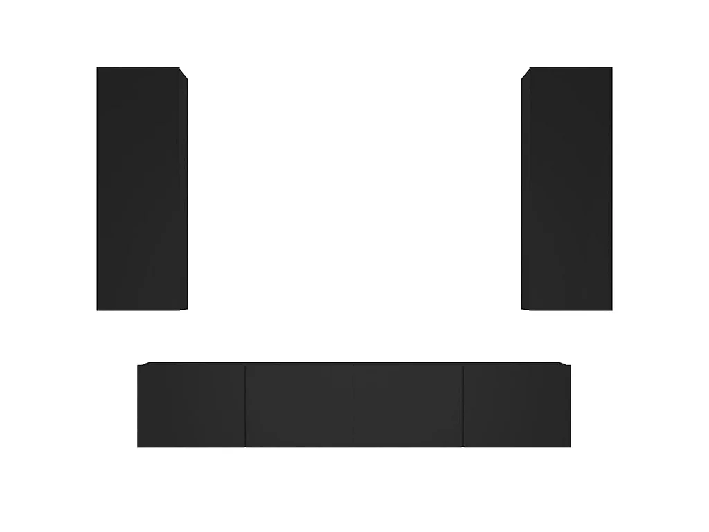 Ensemble de meubles TV 4 pcs Noir Bois d'ingénierie