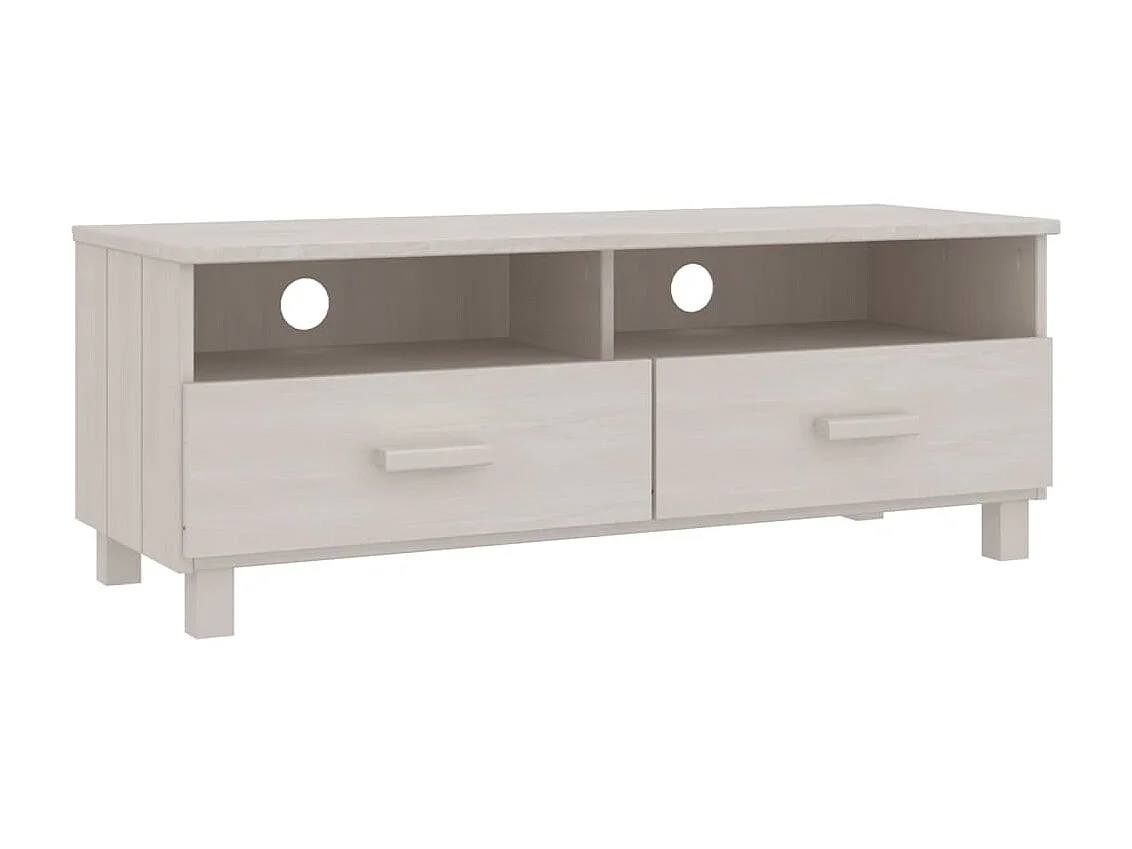 Meuble TV HAMAR Blanc 106x40x40 cm Bois massif de pin
