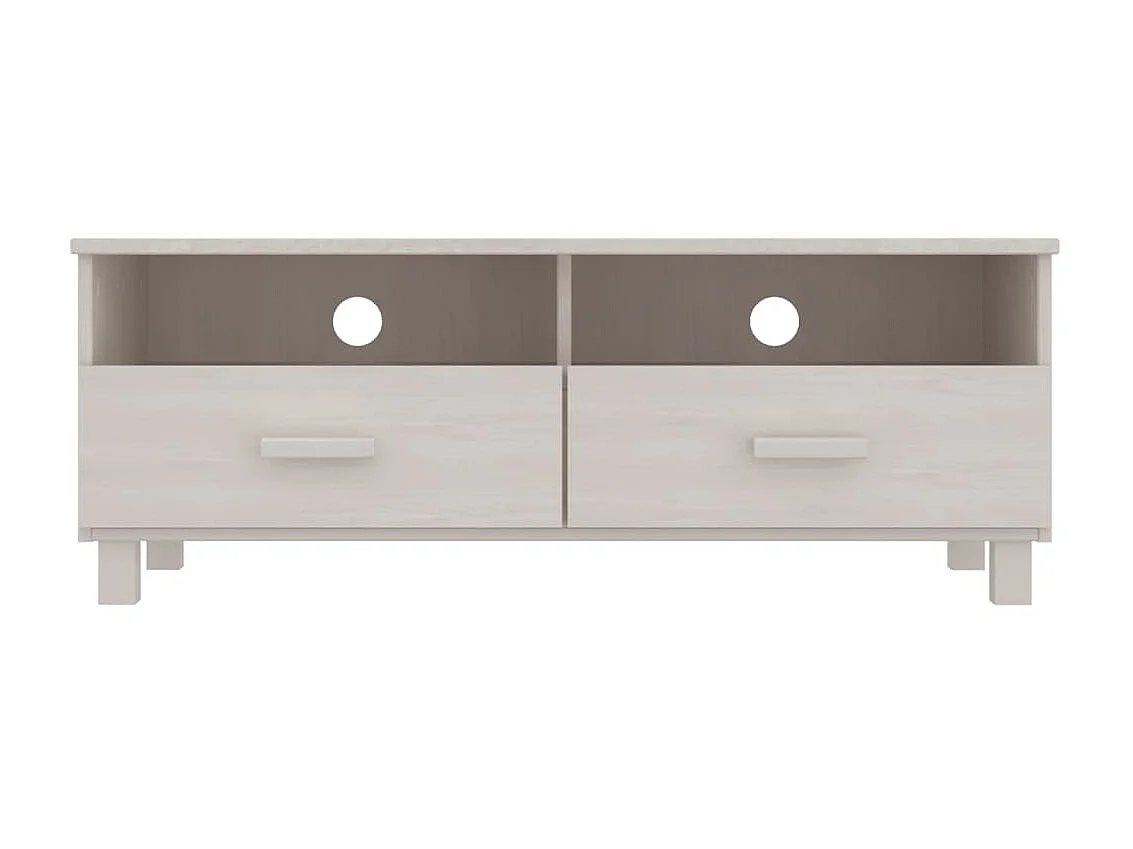 Meuble TV HAMAR Blanc 106x40x40 cm Bois massif de pin