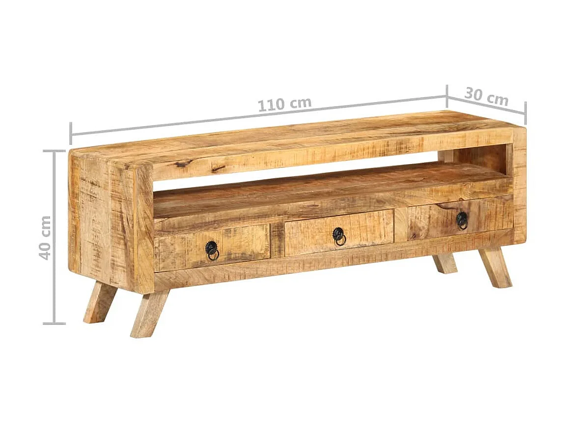 Meuble TV 110x30x40 cm Bois massif de manguier