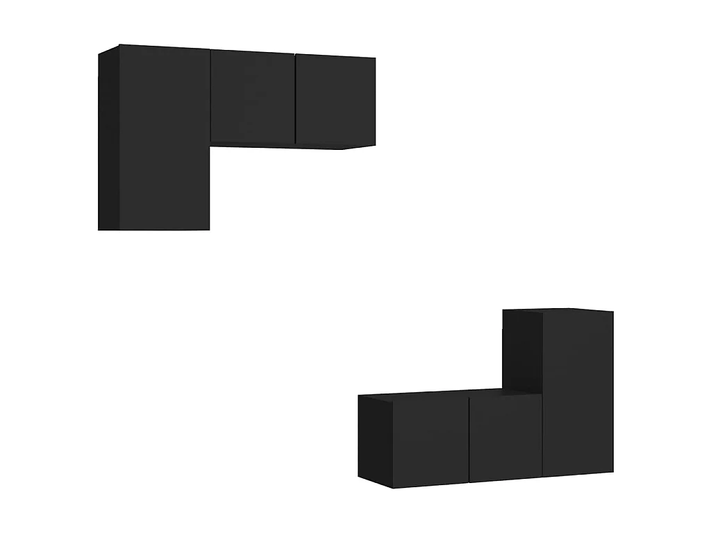 Ensemble de meubles TV 4 pcs Noir Aggloméré