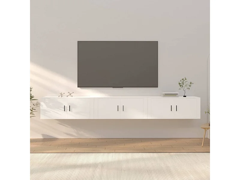 Muebles TV de pared 3 piezas blanco 100x34,5x40 cm