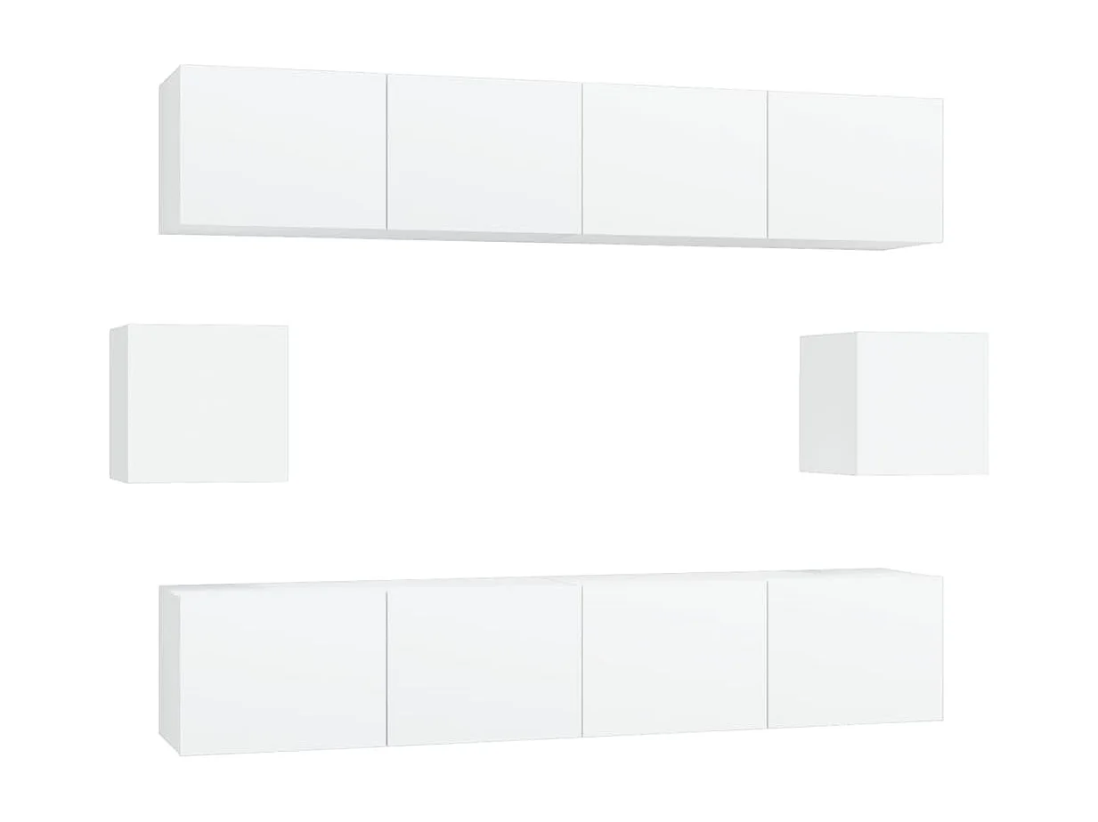 6-delige tv-meubelset wit parket