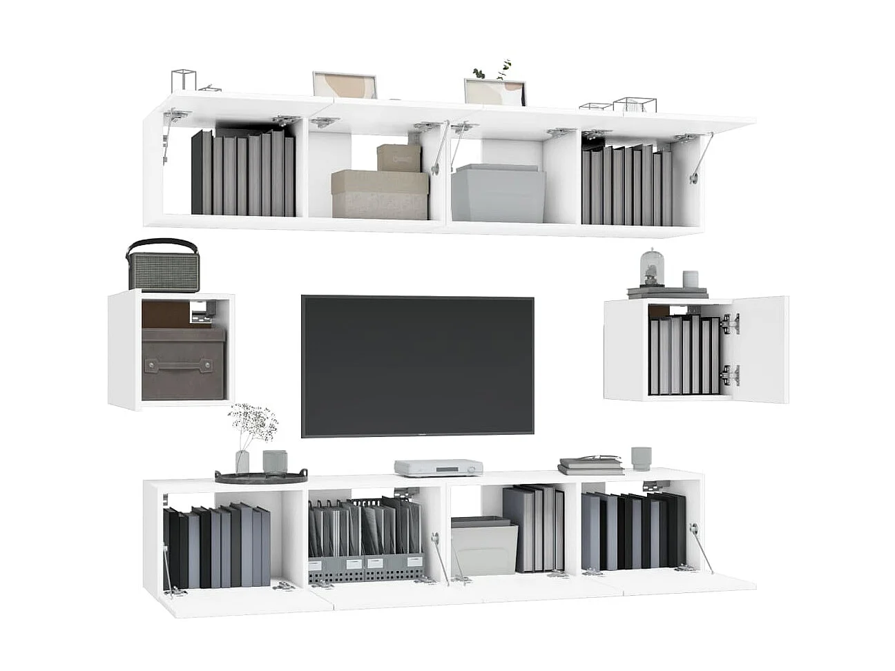Ensemble de meubles TV 6 pcs Blanc Bois d'ingénierie