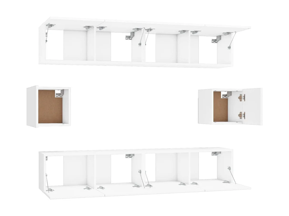 Ensemble de meubles TV 6 pcs Blanc Bois d'ingénierie