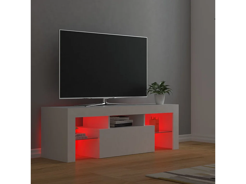Meuble TV avec lumières LED Blanc 120x35x40 cm