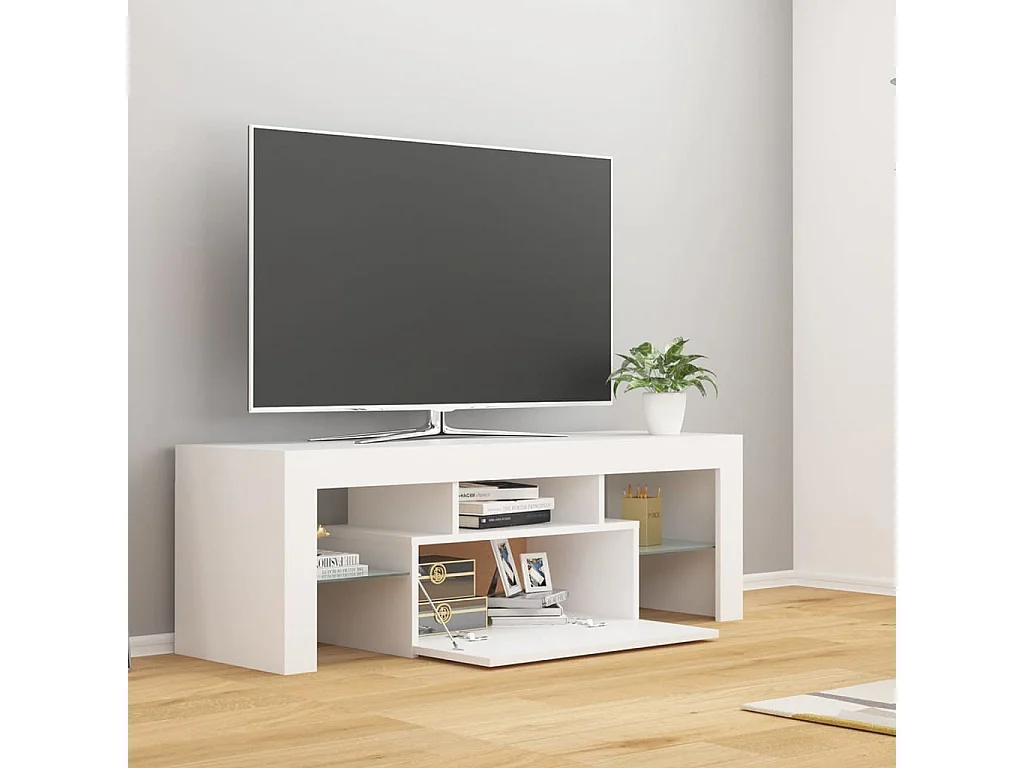 Meuble TV avec lumières LED Blanc 120x35x40 cm