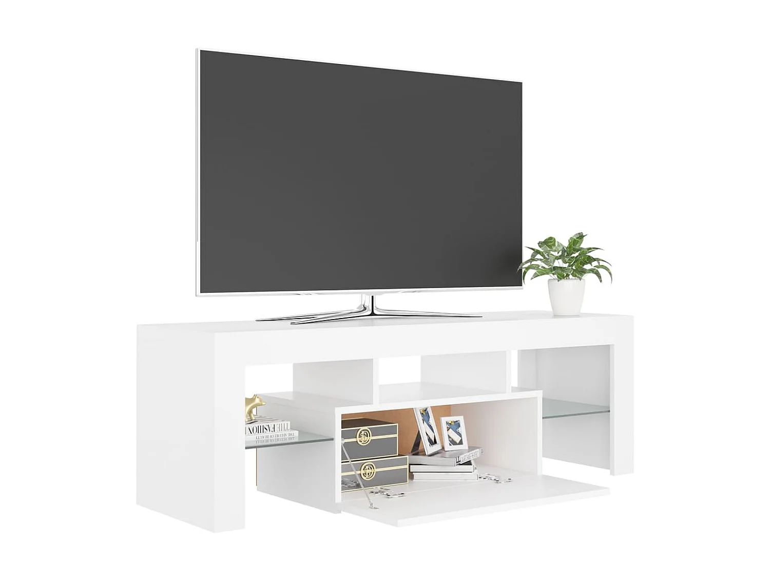 Meuble TV avec lumières LED Blanc 120x35x40 cm