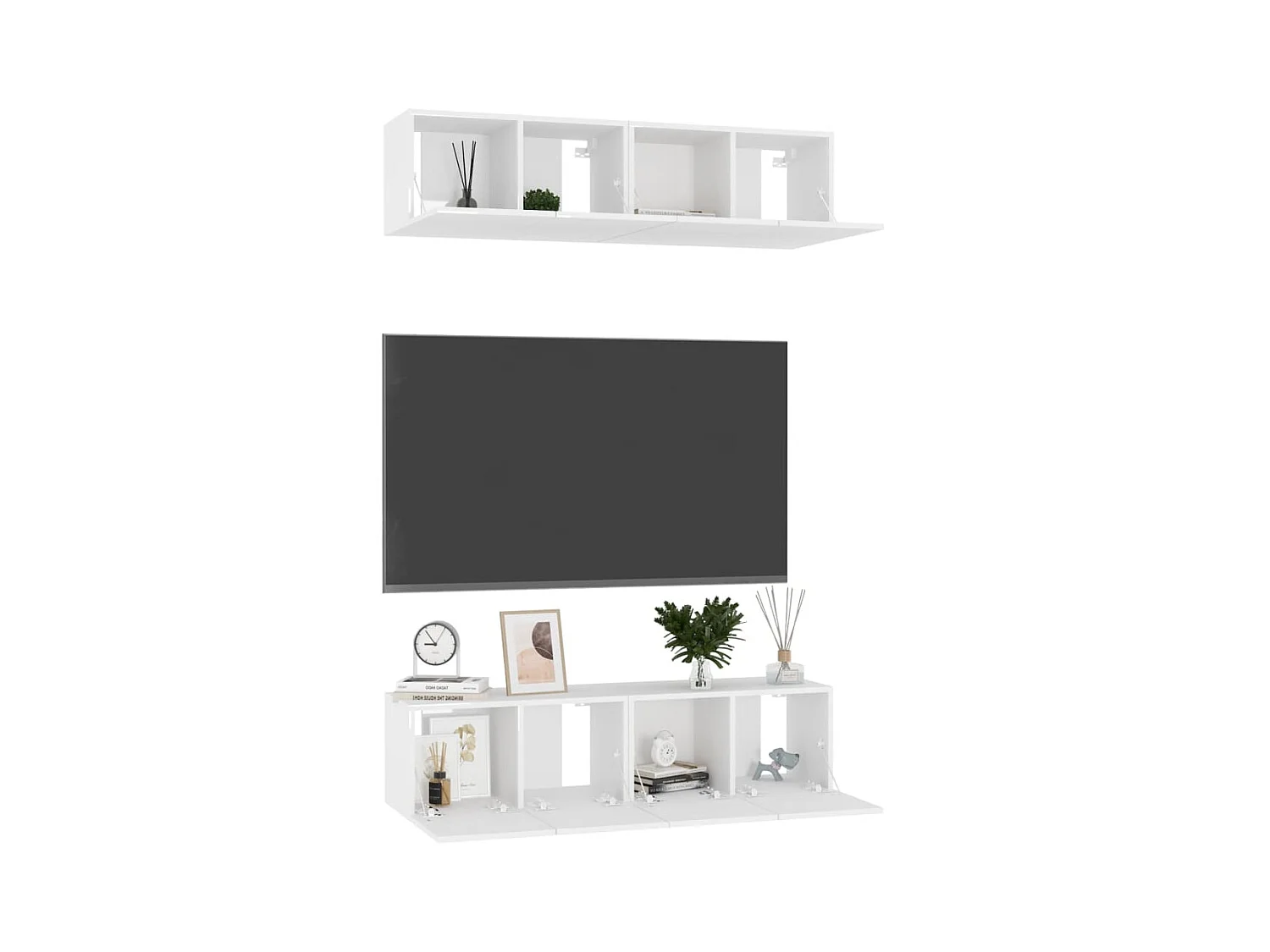 TV meubel 4 stuks Glanzend wit 60x30x30 cm Spaanplaat
