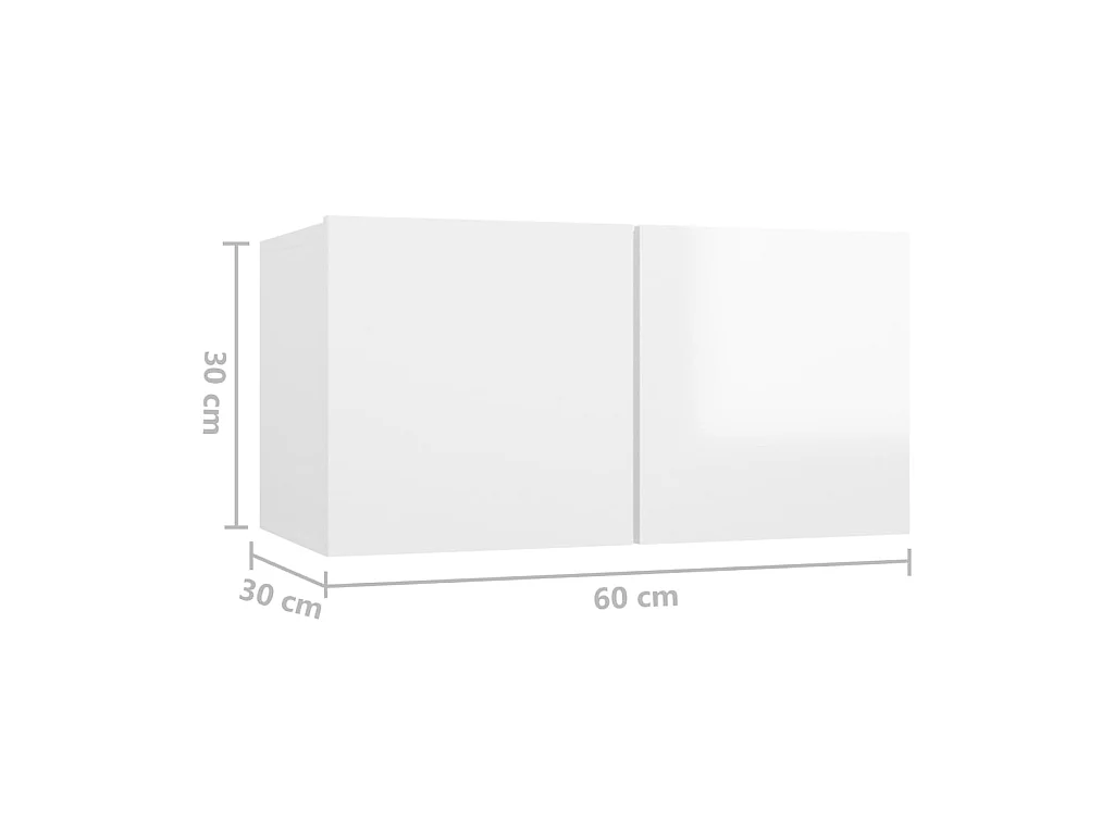 TV meubel 4 stuks Glanzend wit 60x30x30 cm Spaanplaat