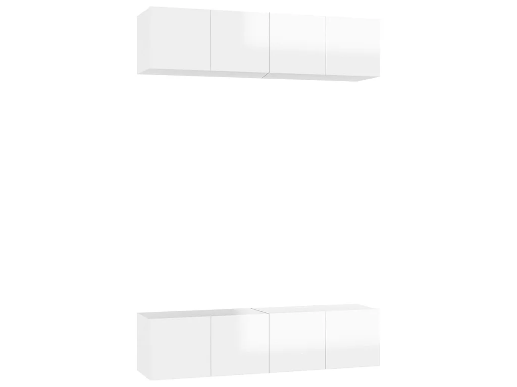 Meubles TV 4 pcs Blanc brillant 60x30x30 cm Aggloméré
