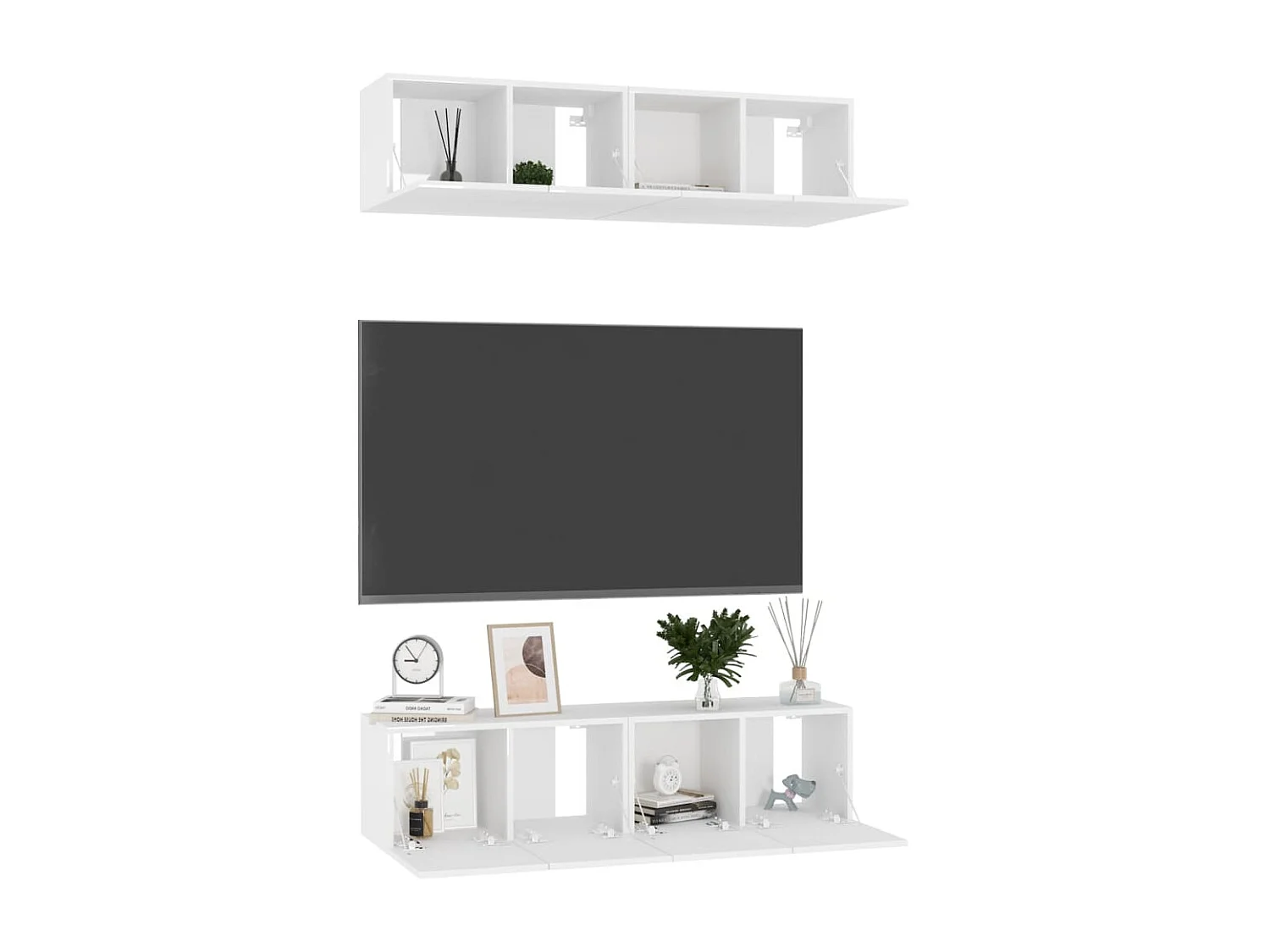 Meubles TV 4 pcs Blanc brillant 60x30x30 cm Aggloméré