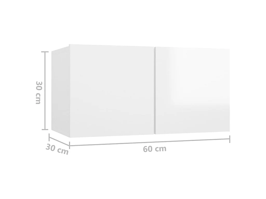 Meubles TV 4 pcs Blanc brillant 60x30x30 cm Aggloméré