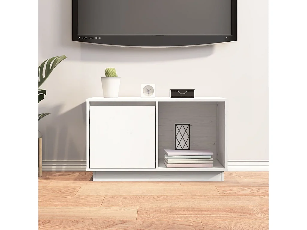 Mobile TV bianco 74x35x44 cm Legno di pino massiccio