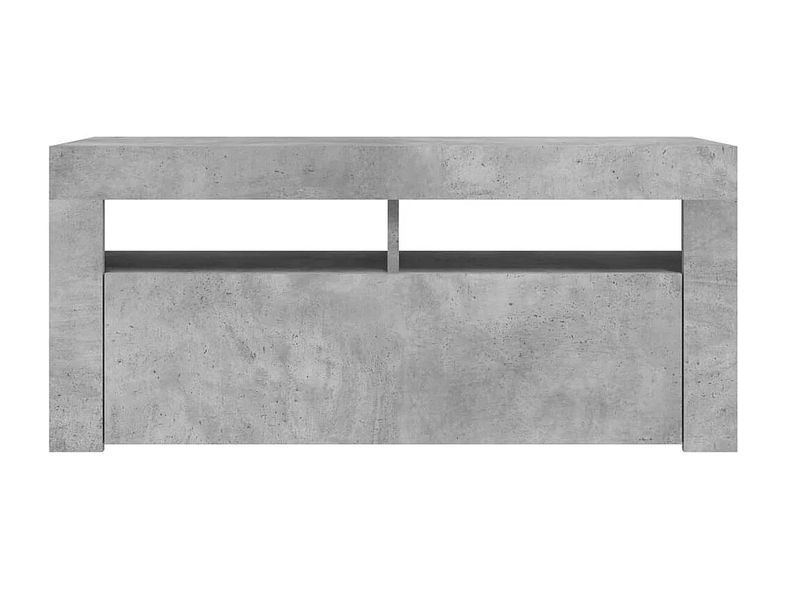 Meuble TV avec lumières LED gris béton 90x35x40 cm