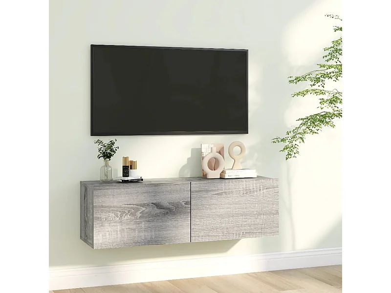 Armoire murale TV Sonoma gris 100x30x30 cm Bois d'ingénierie
