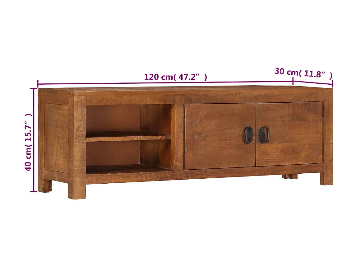 Mobile TV 120x30x40 cm Legno massello di mango