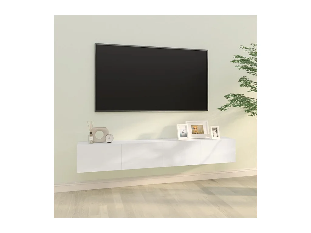 TV-meubel 2 stuks Glanzend wit 100x30x30 cm Bewerkt hout
