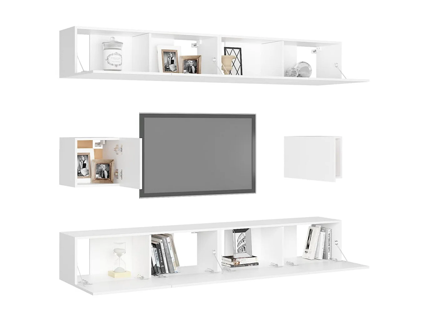 Ensemble de meubles TV 6 pcs Blanc Aggloméré