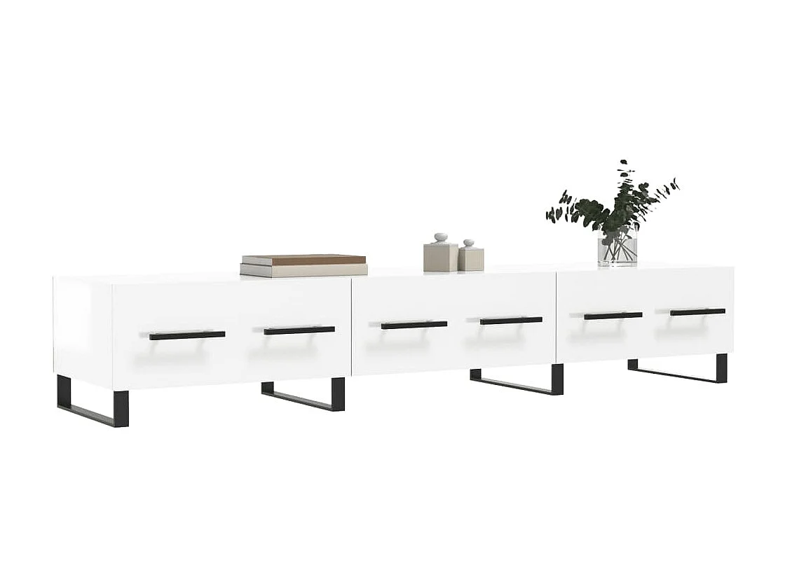 Meuble TV blanc brillant 150x36x30 cm bois d'ingénierie