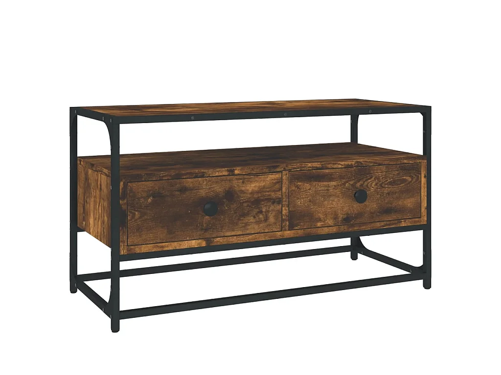 Meuble TV chêne fumé 80x35x45 cm bois d'ingénierie