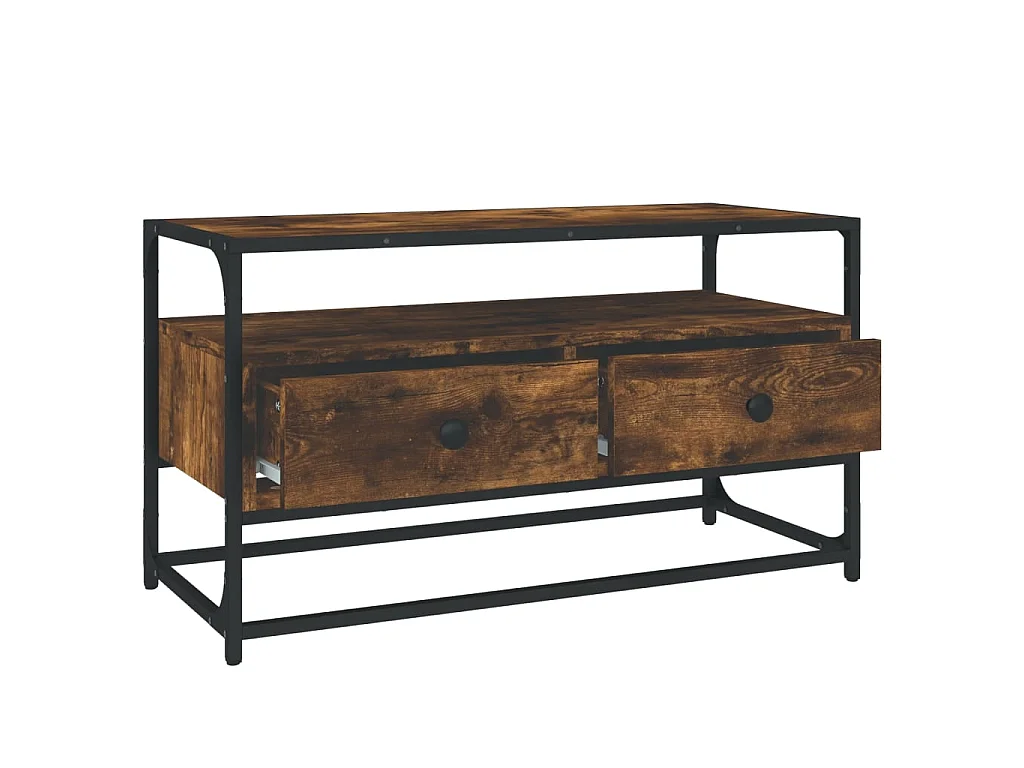 Meuble TV chêne fumé 80x35x45 cm bois d'ingénierie