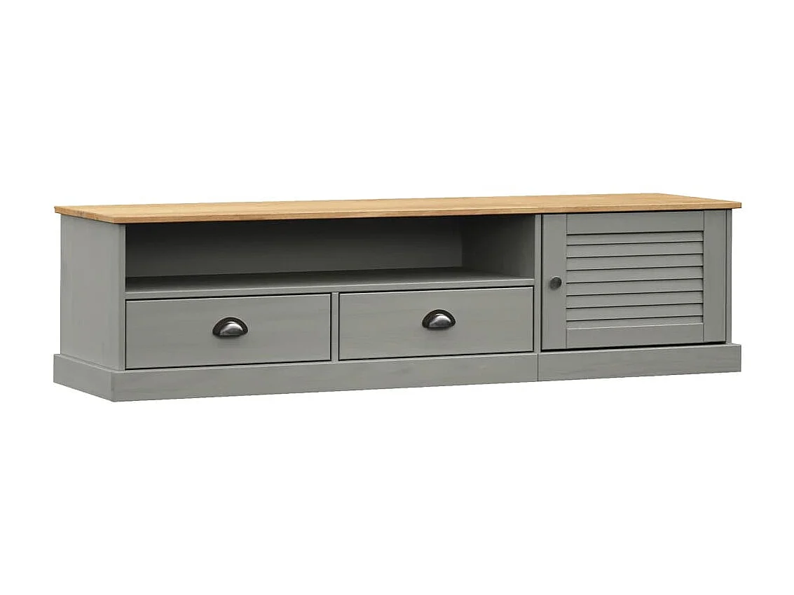 Meuble TV VIGO gris 156x40x40 cm bois massif de pin
