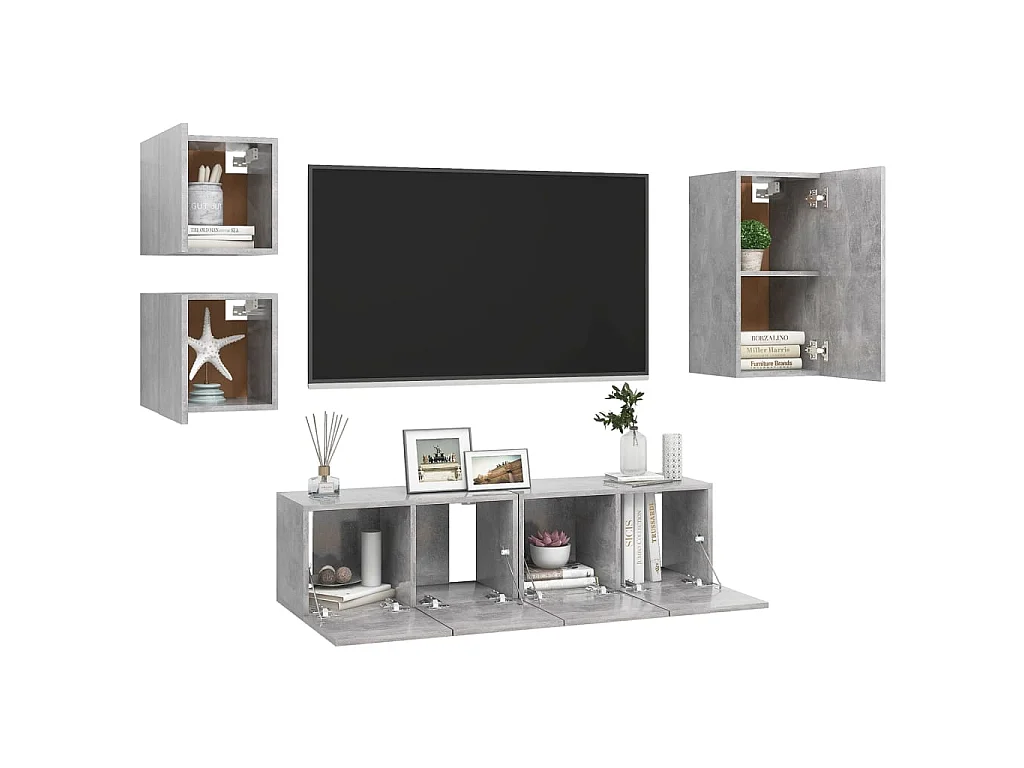 Set mobile TV 5 pz. Truciolato grigio cemento