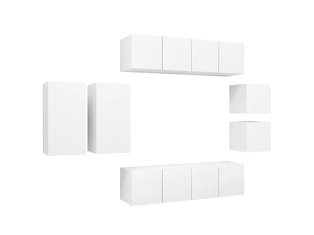 Ensemble de meuble TV 8 pcs Blanc Aggloméré