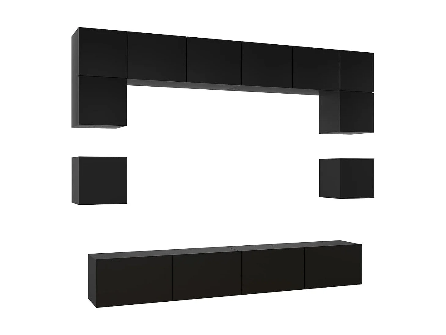 Ensemble de meuble TV 8 pcs Noir Aggloméré