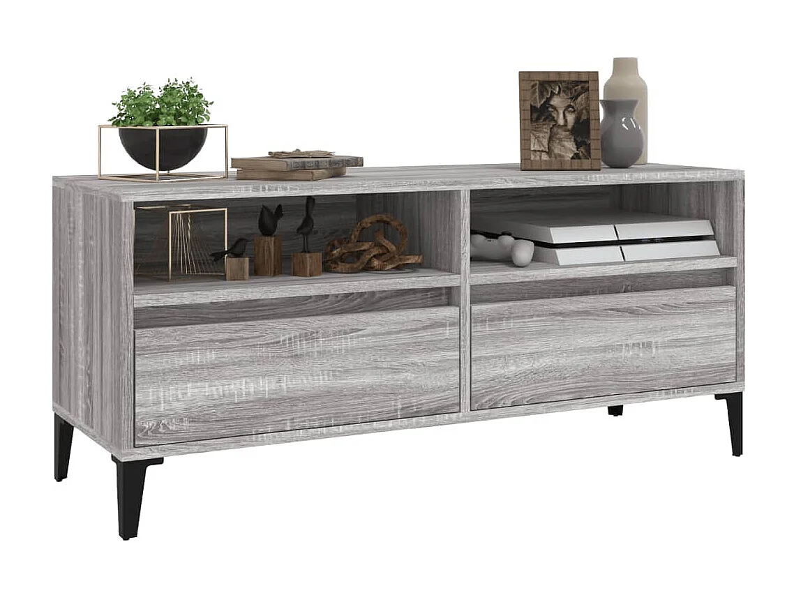 Meuble TV sonoma gris 100x34,5x44,5 cm bois d'ingénierie