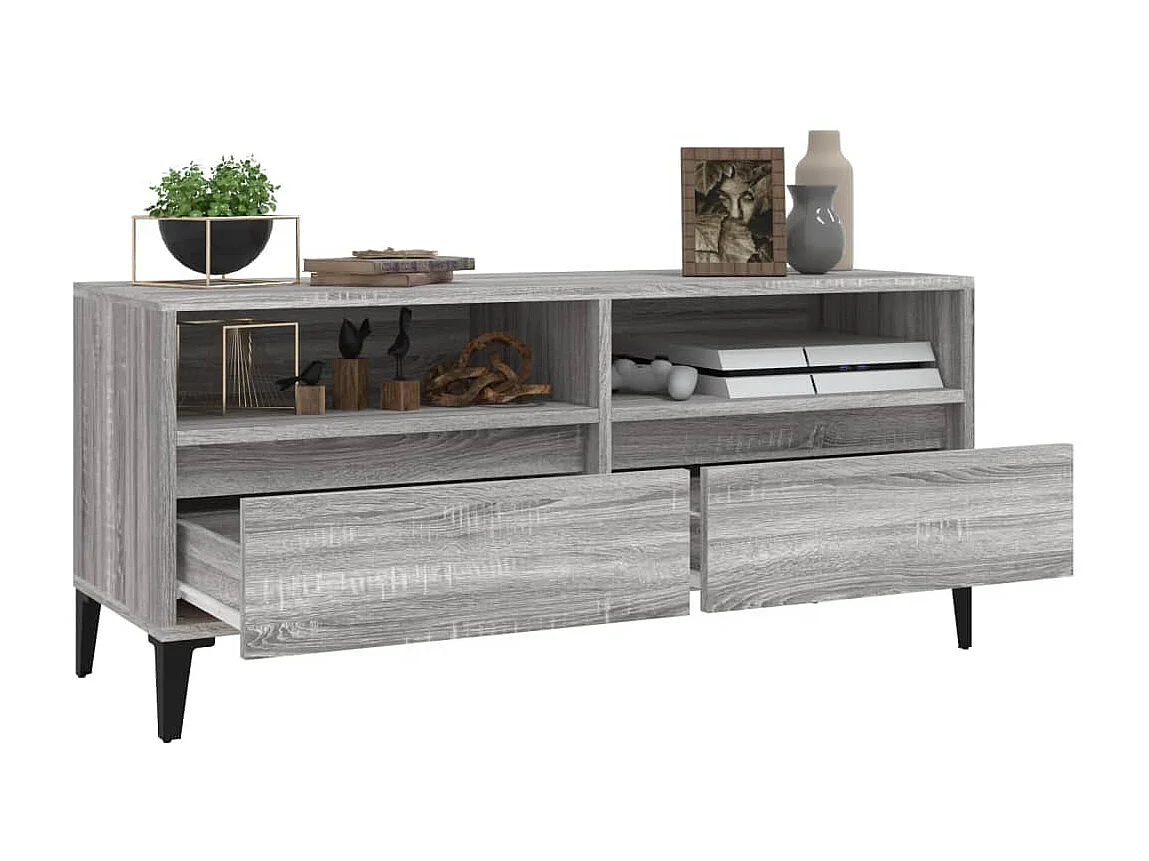 Meuble TV sonoma gris 100x34,5x44,5 cm bois d'ingénierie