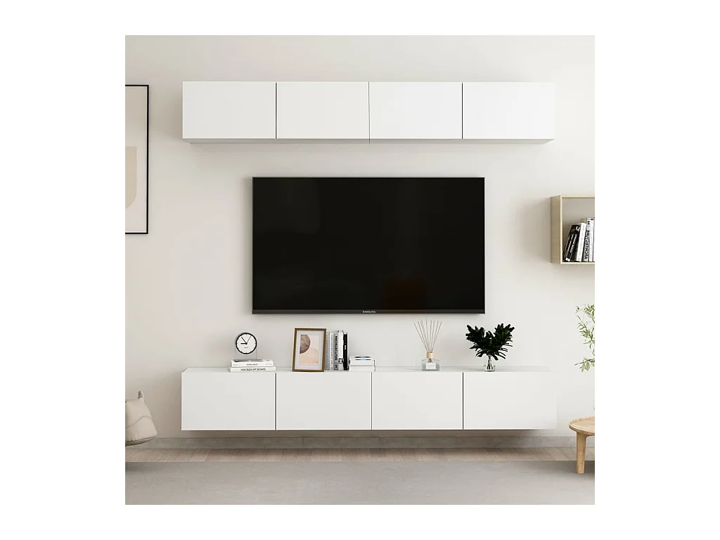 Meubles TV 4 pcs Blanc 100x30x30 cm Aggloméré