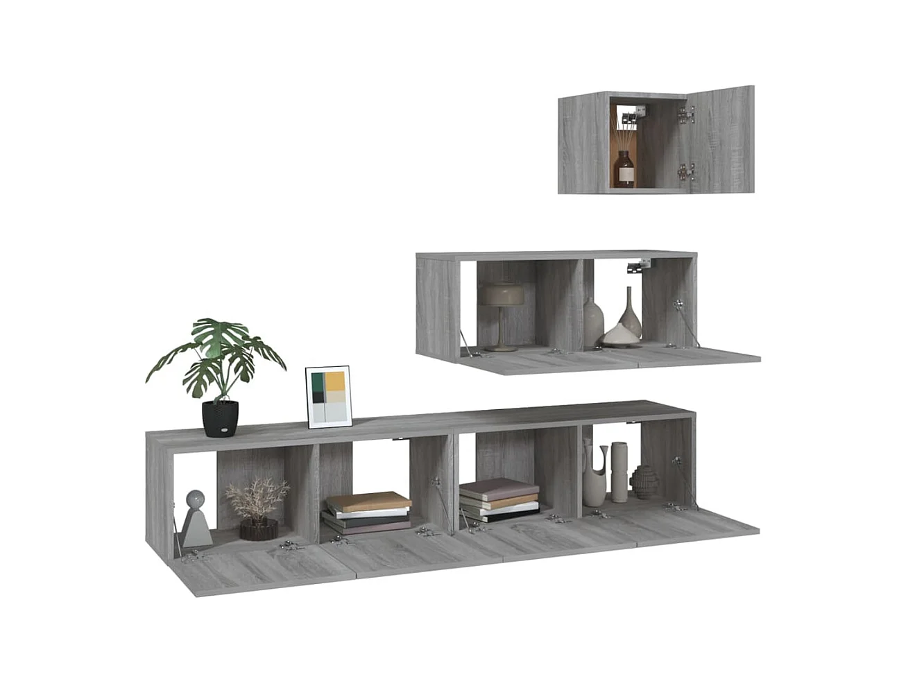 Ensemble de meubles TV 4 pcs Sonoma gris Bois d'ingénierie