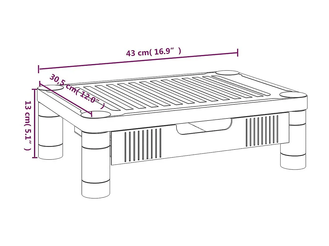 Suporte para monitor preto 43x30,5x13 cm