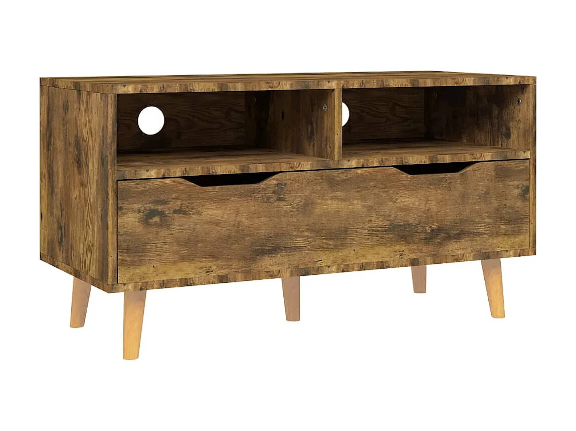Meuble TV chêne fumé 90x40x48,5 cm bois d'ingénierie