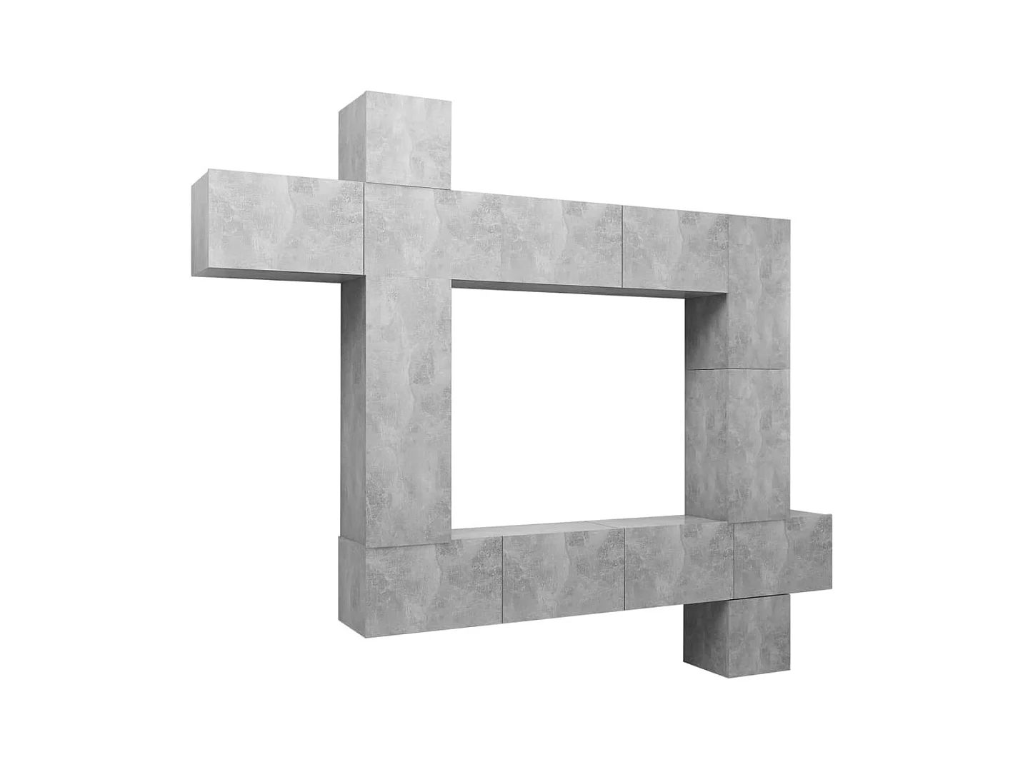 Conjunto mueble TV 9 piezas Aglomerado gris hormigón