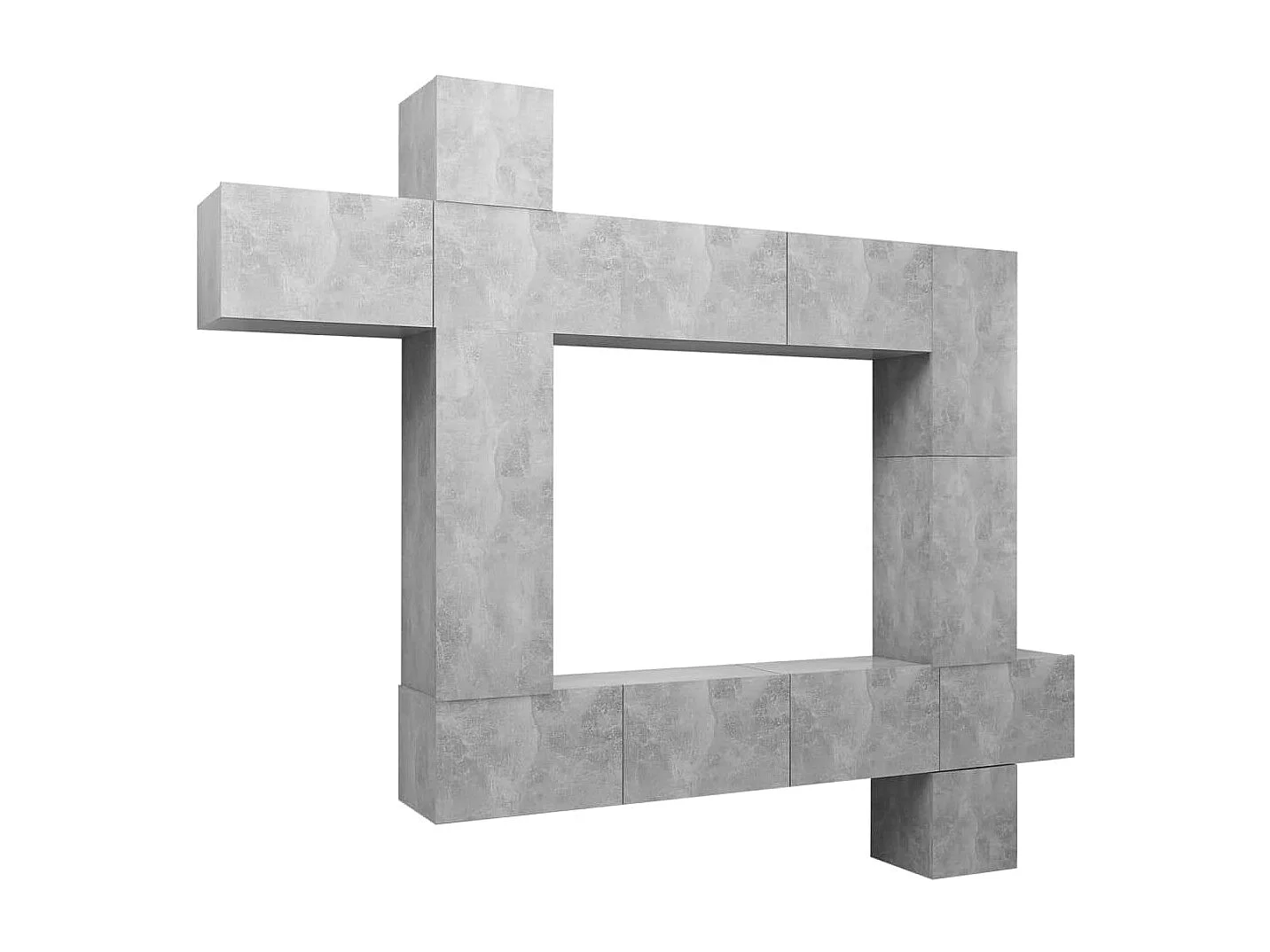 Set mobile TV da 9 pezzi. Truciolare grigio cemento