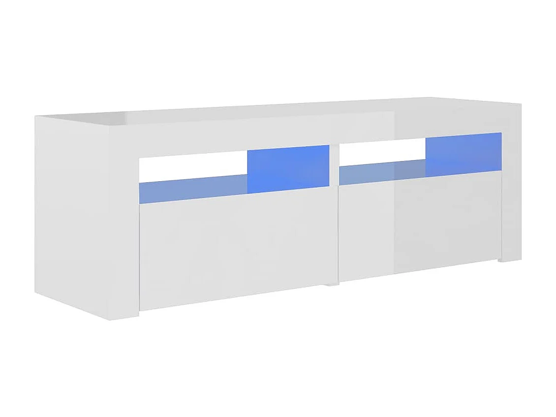 Meuble TV avec lumières LED blanc brillant 120x35x40 cm