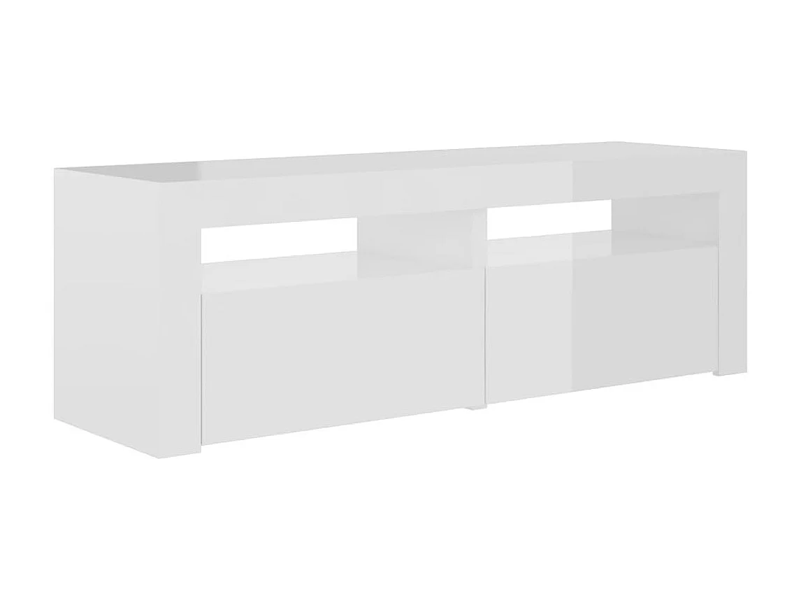 Meuble TV avec lumières LED blanc brillant 120x35x40 cm